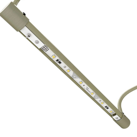 Close-up of 12 Inch Tru Slim Antique Brass LED Picture Light With Adjustable Arm Plug In 2700K Warm White Toggle Switch