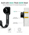 Heavy Duty EV Charger Wall Mount Bracket Compatible With SAE J1772 Connectors features a 4mm thick Q235 steel hook for storage.