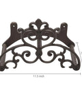 Brown Heavy Duty Cast Iron Outdoor Garden Hose Hanger With Wall Mount Water Hose Holder Reel Vintage Scrollwork Design