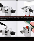 Tabletop Mini Vise With 360 Degree Rotating Spherical Head And Detachable Clamp For Hobbyists showcasing usage examples