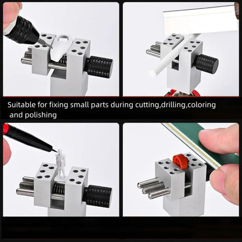 Tabletop Mini Vise With 360 Degree Rotating Spherical Head And Detachable Clamp For Hobbyists showcasing usage examples