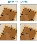 100-piece black metal picture frame turn-button fasteners with screws, installed on the back of a wooden frame.