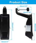 Two Bonsicoky compression latch locks, zinc alloy, black, hand-operated lever with raised trigger, front and side views.