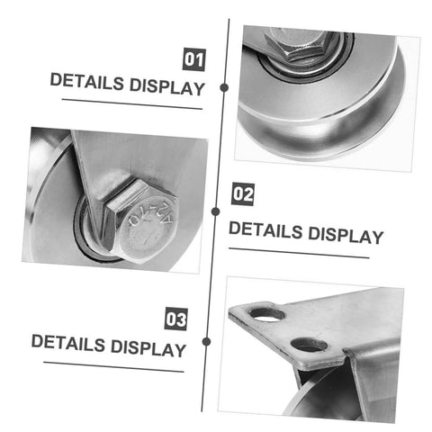Close-up details of Two Pack Stainless Steel U Groove Pulley Track Roller With Double Bearings, Heavy Duty Sliding Door Hardware