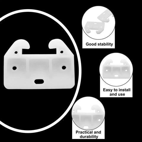 Smooth As Butter White Plastic Drawer Slide Rails 8 Pcs Rock Solid Furniture Track Brackets Easy Install Cabinet Replacement Hardware For Home Diy Makeover Projects, detailed view of a white plastic track bracket.