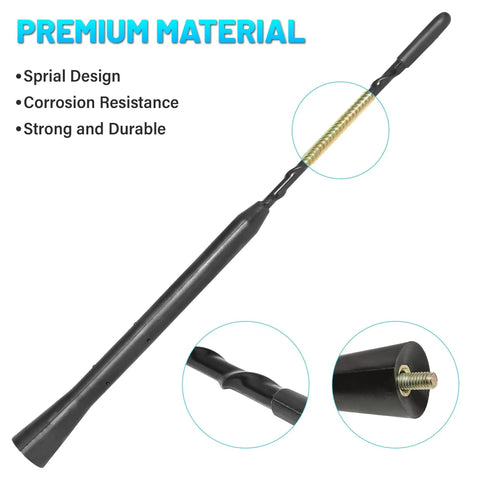 9 Inch Car Radio Antenna Mast For Ford Explorer Focus Ranger Lincoln MKT Mercury Milan Beefed Up Roof Mount Aerial With M4 M5 M6 Threaded Adapters For AM FM Signal Enhancements