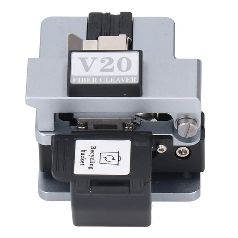 Jiawu Portable Optical Fiber Cleaver Machine Precision Tungsten Steel Blade Cutter For Cable Assembly top view with recycling bucket