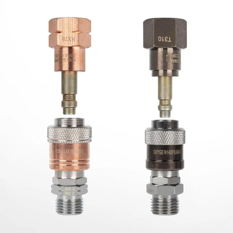 Cutting Torch Quick Connect Fittings For Oxy Acetylene And Oxygen Fuel Lines With Nine Sixteenth Inch B Fittings Heavy Duty Pro Grade Quick Connect Coupler Set For Professional Cutting Welding And Torch Work
