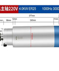Heavy Duty 4.0KW Water Cooled Spindle With Rock Solid Alloy Housing And Screaming Fast 30000 RPM Speed Built For CNC Router Tools featuring dimensions 377mm x 88mm.
