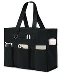 Ultra Large Waterproof Tote Bag For Women With 12 Pockets And Top Zipper Closure, durable utility handbag with various items visible