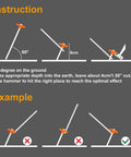 Diagram showing 11 Inch Tent Stakes 10 Pack Heavy Duty Ground Anchors at a 60-degree angle for outdoor camping setup.