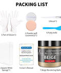 Packing list for Top Tier Leather Recoloring Balm Plus Deep Color Restorer includes tools and user manual.