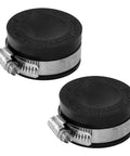 Qwik Cap 2 Pack 1.5 Inch Flexible PVC Pipe Cap With Stainless Steel Clamps Black For A Tight Seal And Fast Fit Durable PVC Caplets That Make Quick Plumbing Fixes And Leak Prevention A Breeze, two caps