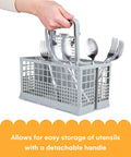 Universal Dishwasher Silverware Basket With Seven Compartments And Handle For Easy Cutlery Organization in kitchen