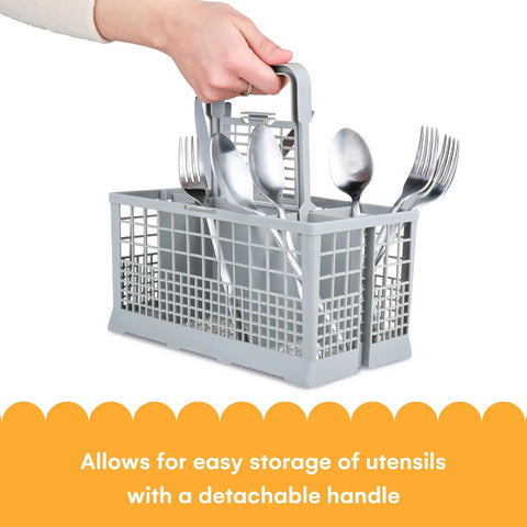 Universal Dishwasher Silverware Basket With Seven Compartments And Handle For Easy Cutlery Organization in kitchen