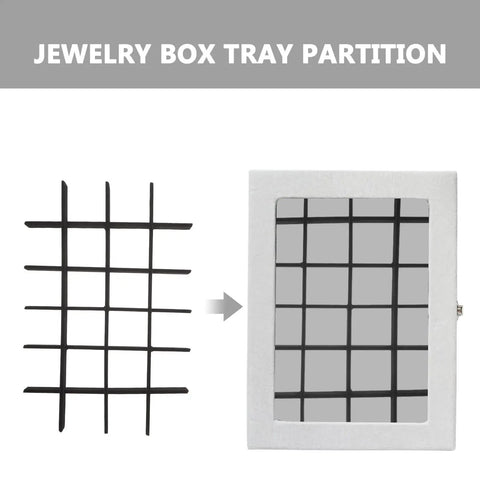 Adjustable Jewelry Organizer With Ultra Soft Sponge Lining And Removable Grid Dividers changes from individual partition to tray insert.