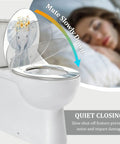 Elongated Toilet Seat for Bathroom with elephant design, 14.5" x 18.5", featuring quiet close mechanism for noise reduction.