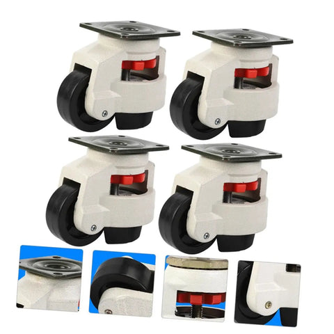 Heavy Duty Swivel Caster Set Four Pack With Adjustable 60mm Flat Plate Wheels For Workbenches Carts And Industrial Equipment Transport Durable Smooth Rolling Easy Install, four casters