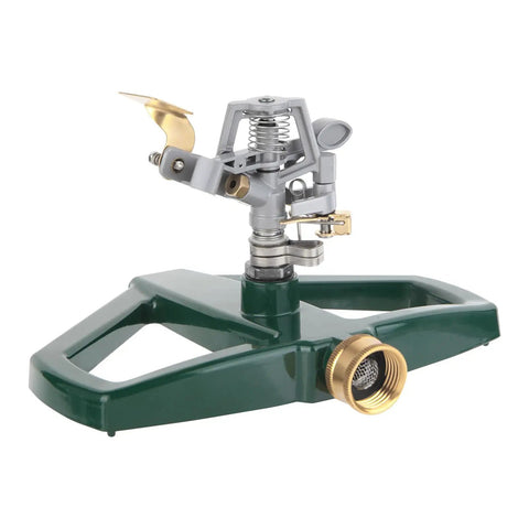 Heavy Duty Zinc Alloy Pulsating Impact Sprinkler For Yard And Lawn With Metal Base Adjustable Sprinkler Head For Large Area Garden Irrigation System Weather Resistant High Pressure Tolerant.