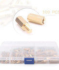 300Pcs M3 Brass Hex Column Standoff Spacer Nut Assortment Kit For Electronics Projects DIY Mounting Hardware With Brass And Stainless Options Versatile Mounting Hardware For PCBs And Panels, brass hex spacers in organizer box