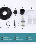 Pressure Balancing Valve Trim Replacement For D14 Series Matte Black parts layout with handle and temperature indicator