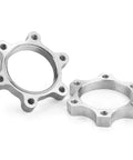 2 Pack 44 Mm Bike Freewheel Threaded Hubs And 6 Bolt Disc Rotor Flange Adapter Made From Premium Aluminum Alloy displayed together.