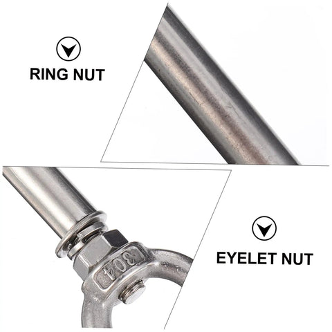 Stainless Steel Eyebolts And Ring Bolts Lifting Eyes Kit Five Piece Assorted Set For Home Garden Projects Built To Last Tough As Nails Rustproof Fasteners For Motors Cabinets Rigs And Outdoor Use, ring nut and eyelet nut close-up