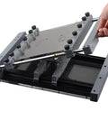 Manual Desktop Solder Paste Screen Printer For SMT PCB Prototyping, 250x250mm Stencil Printer in use, showing adjustable frame
