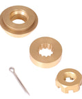 Outboard Propeller Hardware Kit For 8HP To 15HP Engines With Thrust Bushing, Spacer, Prop Nut And Cotter Pin Fits Evinrude Johnson OMC BRP Models Essential Replacement For Your Small Boat Motor featuring brass components