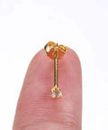 Long Post 925 Sterling Silver Stud Earrings For Women Hypoallergenic And Safe For Sensitive Ears Lead Free Nickel Free Cadmium Free Rhodium Plated For Lasting Shine Never Tarnish Or Turn Ears Green Comfortable Dainty Everyday Accessory, gold-tone stud with 2mm zirconia