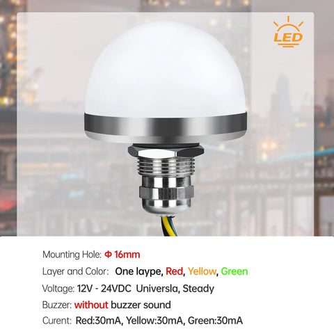 Compact Industrial Warning Light 44mm 24V DC AC LED Three Color One Layer Column Signal Tower Beacon For Continuous Light