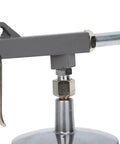 Close-up of Pro Grade Pneumatic Air Paint Sprayer For Tough Truck Bed Liners and Rubberized Anti Rust Coatings nozzle and inlet.