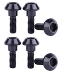 Set Of Six Titanium Brake Disc Bolts M6 20mm For Suzuki GSXR And Yamaha R1 R6 YZF Grade 5 Titanium Alloy Black High Strength Fasteners Pack Of 6 Great For Street And Track Use With Durable Black Finish. Shown in black finish, hex sockets visible.