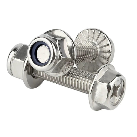 M6 Cross Flange Bolts Kit With Serrated Washers That Grip And Anti Loosening Nuts 304 Stainless Steel M6x30 20 Sets Heavy Duty