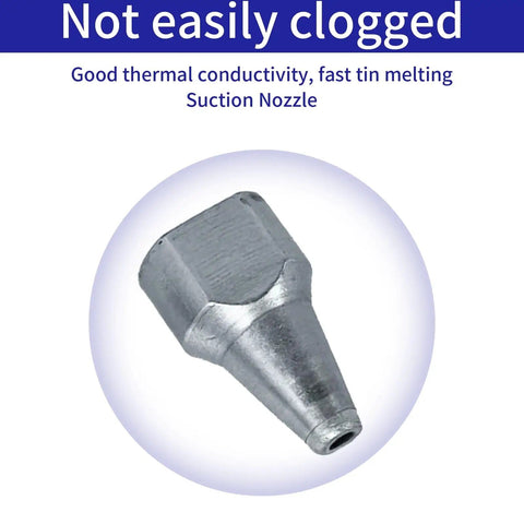 Close-up of a silver copper nozzle from the Three Piece Desoldering Nozzle Set Copper Tips 1.0mm 1.5mm 2.0mm For S993A S995A