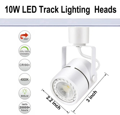 10W LED Track Lighting Head adjustable halo, 2.2x3 inch dimensions, 12 Pack Dope 10W LED Track Lighting Heads Adjustable Halo Type Fixtures For Accent Artwork And Retail Displays 4000K Cool White 120V 24 Degree Beam Angle White