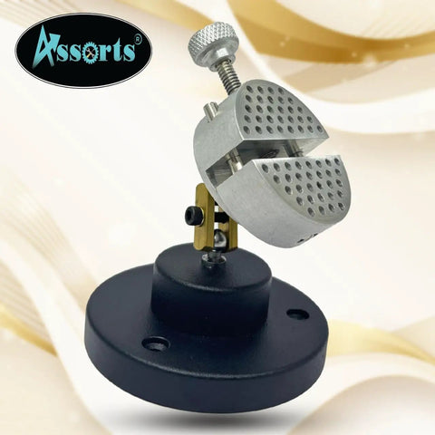 Hands Free Work Holder With Peg Clamp Base 360 Degree Revolving Vise Bench Tool Set For Jewelry Making, aluminum body, front view