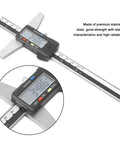 Stainless Steel Digital Depth Gauge Caliper 0-150mm Range with 0.01mm Resolution Vernier Depth Measurement Tool showing LCD display