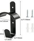Four Pack Horse Bridle Rack Hooks, Heavy Duty Metal Wall Mount Bridle Holder Bracket With Screws dimensions and components