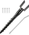 No Dig Ground Screw Anchor For 4x4 Wood Posts, U Shaped Post Stake With 27 Inch Rebar And Lag Bolts for Mailbox and Fence Posts