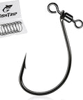 Zero Fuss Drop Shot Hooks And Pre Tied Spin Shot Rigs For Bass Fishing High Carbon Steel Hook in black with swivel, 25 piece kit.