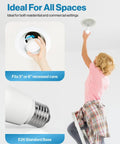 Woman installing BR30 LED Flood Bulbs 14 Pack, Dimmable, 5000K Daylight, 850 Lumens, CRI93, into recessed ceiling can