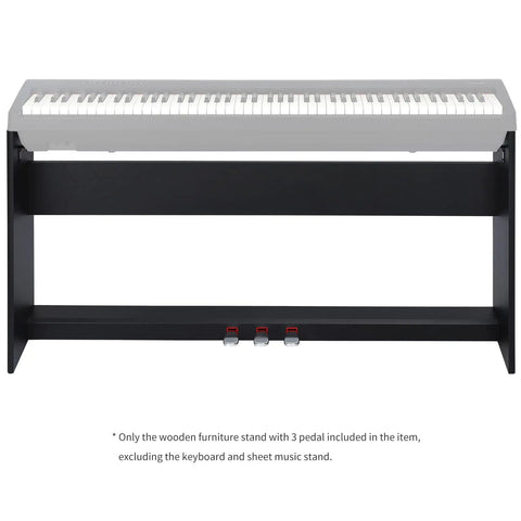 Wooden Keyboard Stand With Three Pedal Unit System For Roland FP30 FP30X Digital Pianos featuring sturdy black console