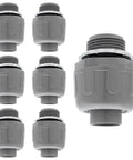 6 Pack 3/4 Inch NPT Liquid Tight Conduit Connector Nonmetallic Straight Electrical Conduit Fitting PVC UL Listed