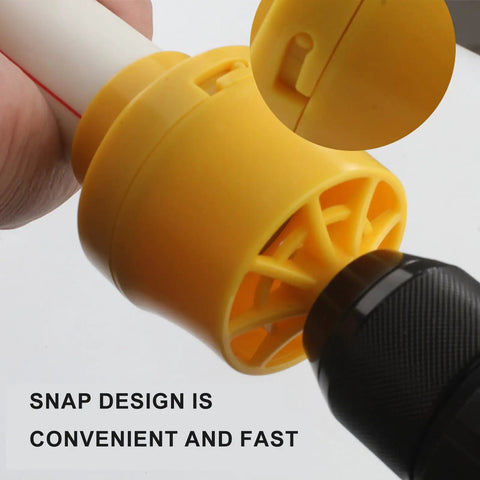 Khbyt Electric Drill PVC Pipe Threader Kit showing yellow snap design connector for easy and fast use with power drill.