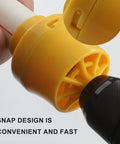 Close-up of Heavy Duty Electric Pipe Threader Kit for PVC and metal pipe, showcasing snap design for quick attachment.