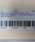 Label of FS-One Max 5 Gallon Intumescent Firestop Sealant with barcode and details.