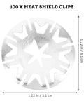100 Pc Car Hood Insulation Heat Plate Discs Kit with Iron Internal Tooth Lock Washers and Silver Rigid Fasteners, 1.22 inch disc