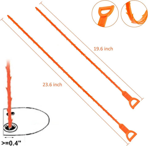 4 Pack 19.6 Inch Drain Snakes Hair Clog Remover Flexible Barbed Wand For Unclogging Shower And Sink Drains Grab Hair Debris Easy To Use Durable Plastic Build Makes It A Quick Reusable Home Plumbing Fix For Tough Clogs shown with measurement details.