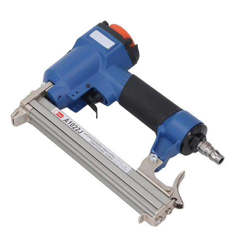 Top Notch Pneumatic Brad Nailer 20 Gauge Air Nail Gun with connector and steel frame, ideal for fine woodworking tasks.